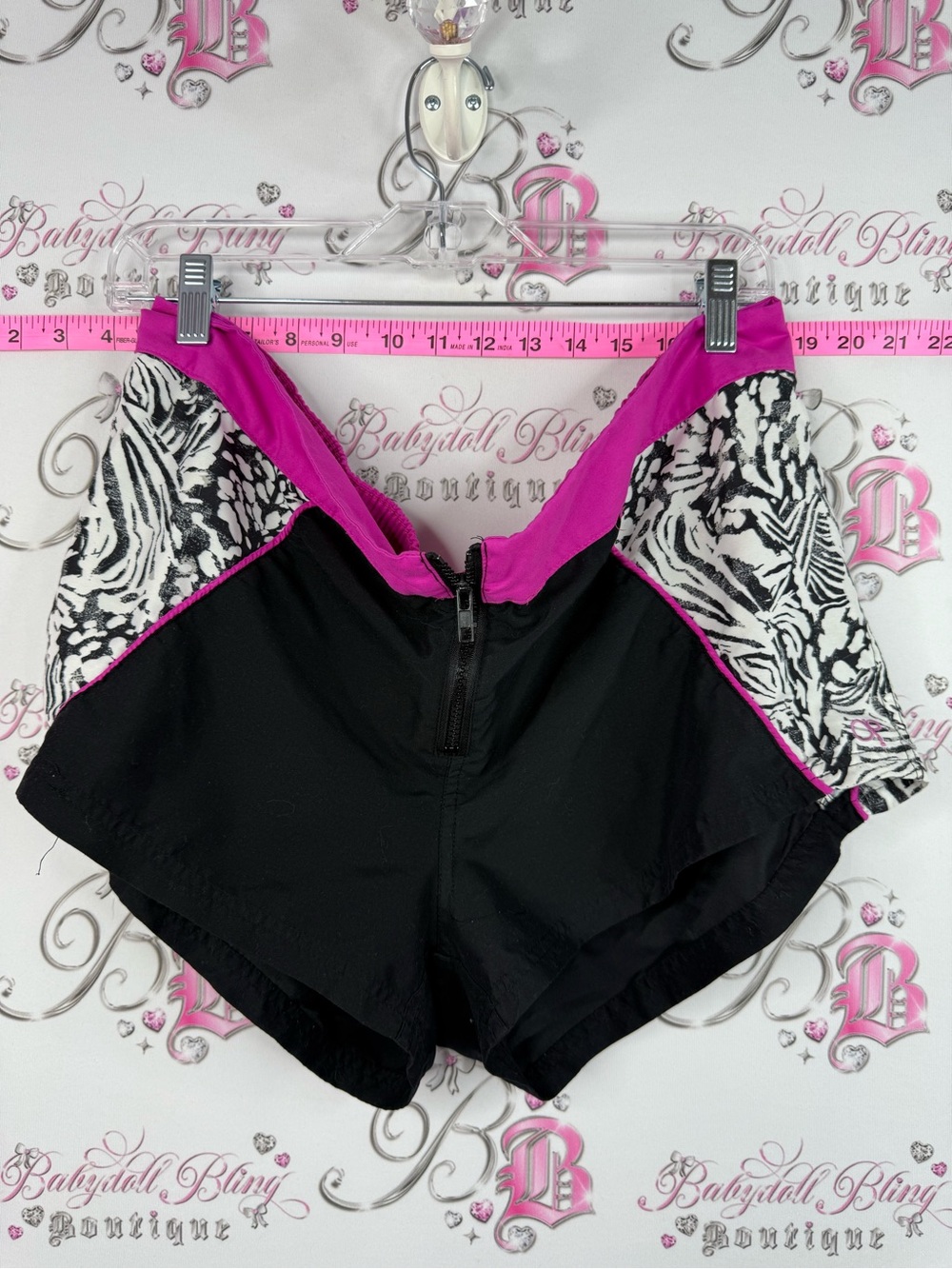 OP Women's Athletic Shorts - Black, Pink, White Zebra